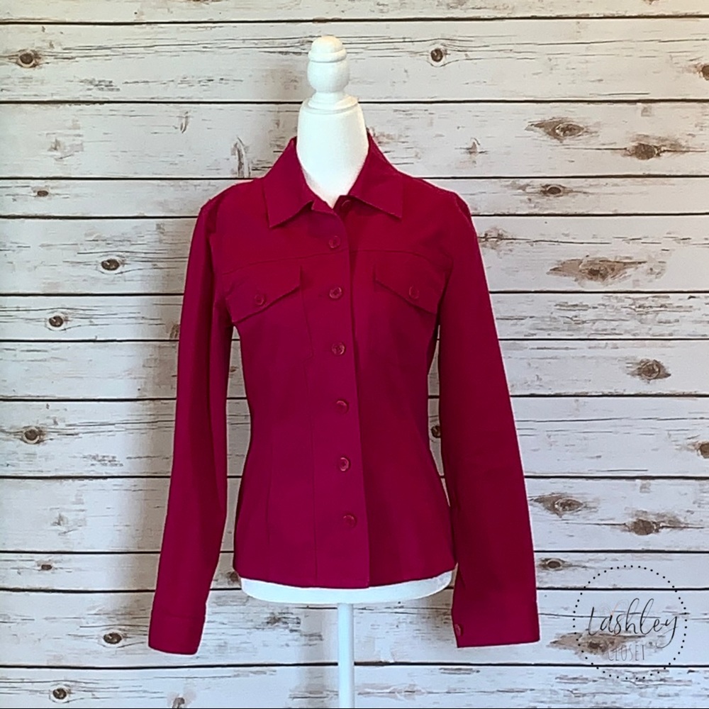 JONES NEW YORK COUNTRY FUCHSIA BUTTON DOWN JACKET